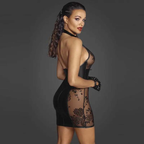 Powerwetlook seksi korset haljina - F238