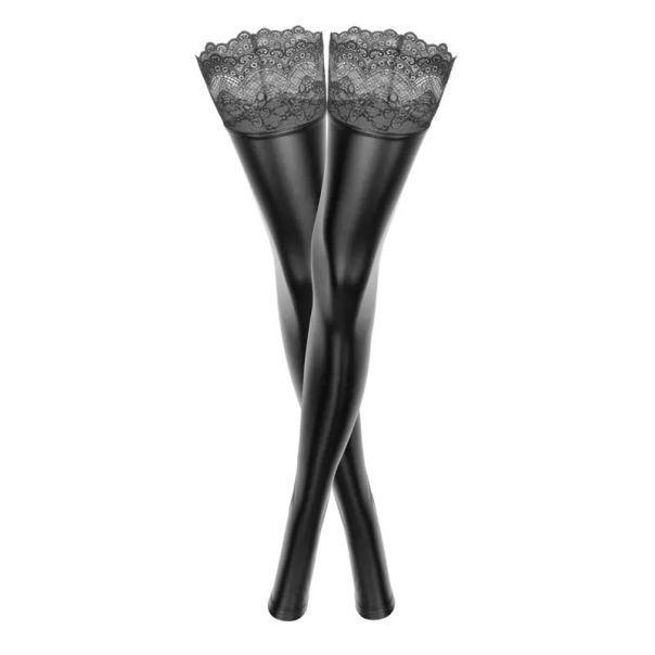 Seksi čarape sa čipkom Superstar Powerwetlook - F135