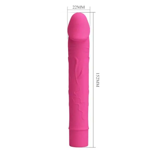 Roze silikonski vibrator sa venama - 014701