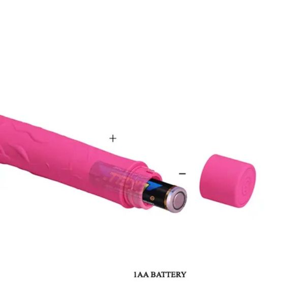 Roze silikonski vibrator sa venama - 014701