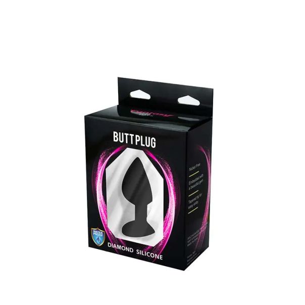Srednji crni silikonski analni dildo sa dijamantom - ft001070