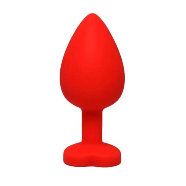 Srednji crveni silikonski analni dildo srce sa dijamantom - ft001081