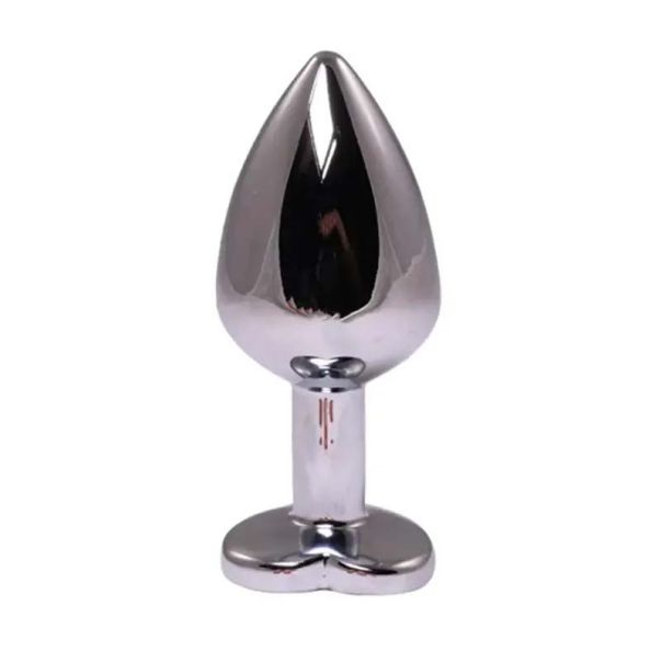 Srednji metalni analni dildo srce sa rozim dijamantom - ft001045