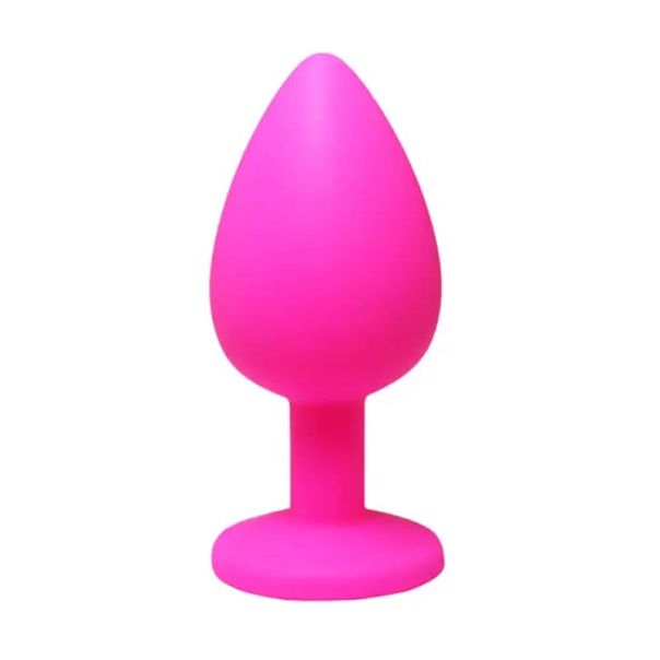 Srednji rozi silikonski analni dildo sa dijamantom - ft001071