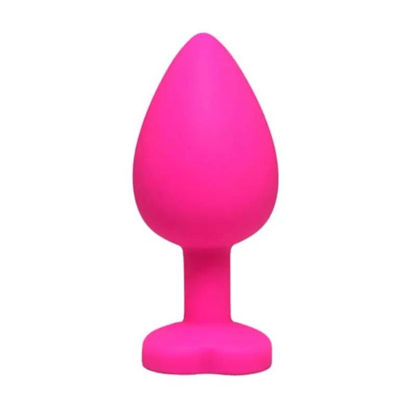 Srednji rozi silikonski analni dildo srce sa dijamantom - ft001080