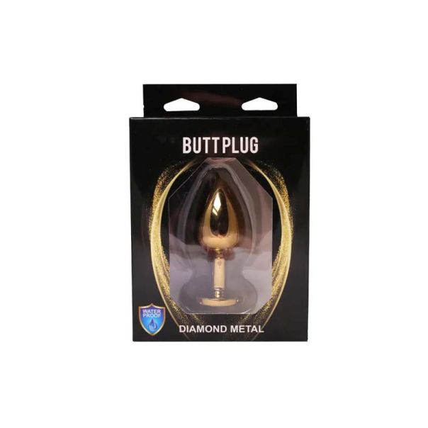 Srednji zlatni analni dildo sa belim dijamantom - ft001064