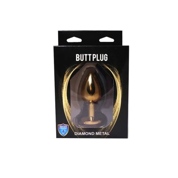 Srednji zlatni analni dildo sa rozim dijamantom - ft001063