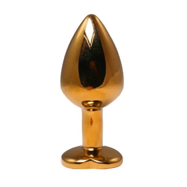 Srednji zlatni analni dildo srce sa belim dijamantom - ft001049