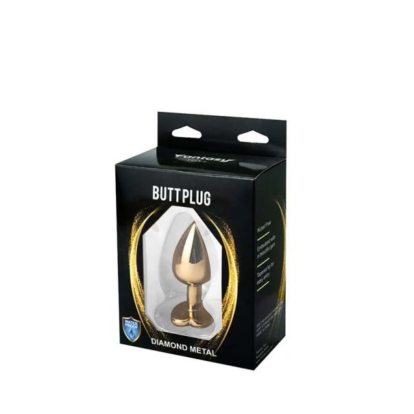 Srednji zlatni analni dildo srce sa belim dijamantom - ft001049