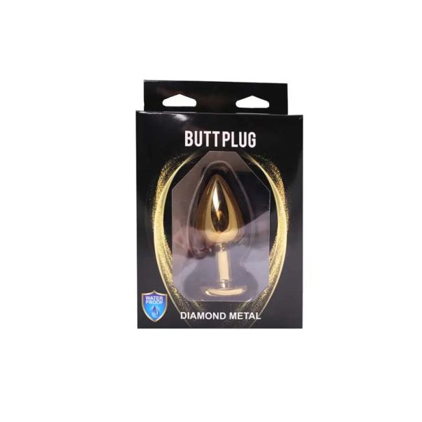 Veliki zlatni analni dildo srce sa crvenim dijamantom - ft001049b