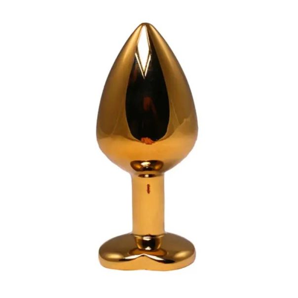 Veliki zlatni analni dildo srce sa rozim dijamantom - ft001048a