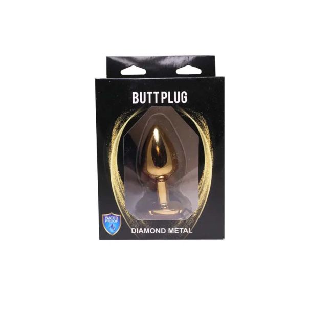 Veliki zlatni analni dildo srce sa rozim dijamantom - ft001048a