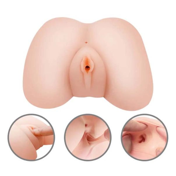 Vibrirajuća realistična veštačka vagina sa 2 ulaza - 009108