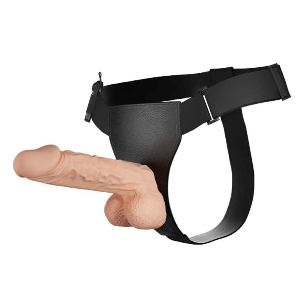 Vibrirajući strap on sa mekanim dildom Real Deal 24cm - 022084ZR