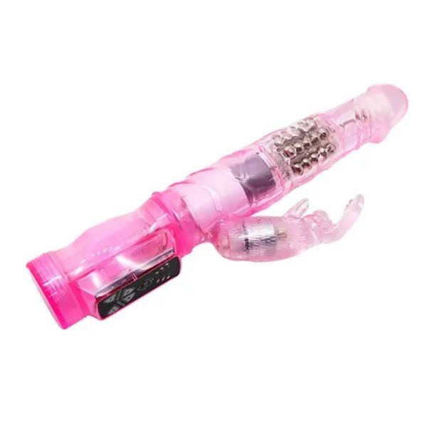 Roze zeka vibrator sa rotirajućim perlama - 037011-1