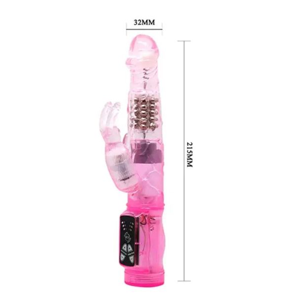Roze zeka vibrator sa rotirajućim perlama - 037011-1
