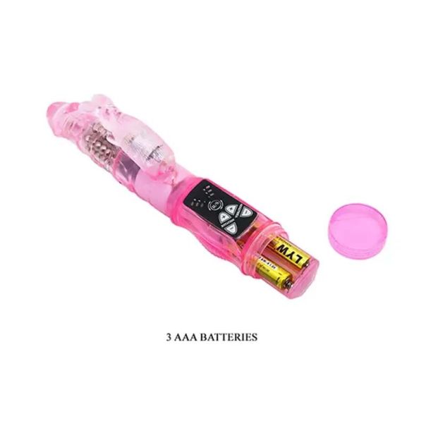 Roze zeka vibrator sa rotirajućim perlama - 037011-1