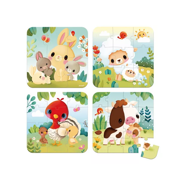 JANOD Puzzle za decu Životinje sa farme 4u1 - J03319