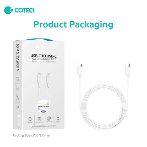 Data kabl Coteci 32117 5A 60W 40 Gps PD Type C na Type C beli 2m - 224166-1