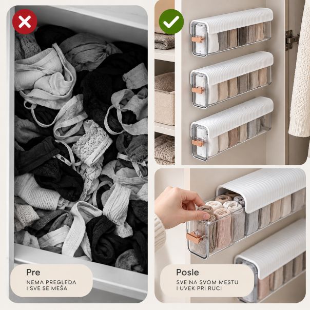 Organizator sa fiokama za garderobu, komplet 3 komada, 36×8,3×10,7 cm - EP3236293