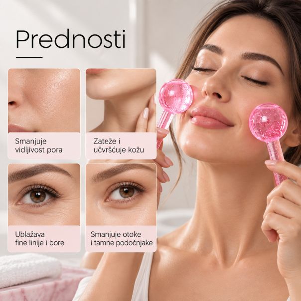 Ledene kugle za masažu lica, roze, 14×5×5 cm - EP3236290