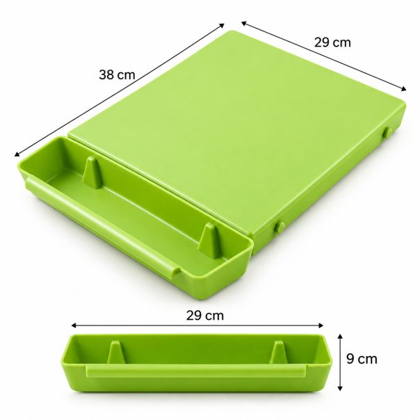 Daska za sečenje sa odvojivom posudom 2 u 1, zelena, 38×29 cm + 9 cm - EP3247880