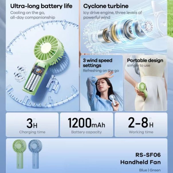 Rucni ventilator REMAX SF06 zeleni - 222316