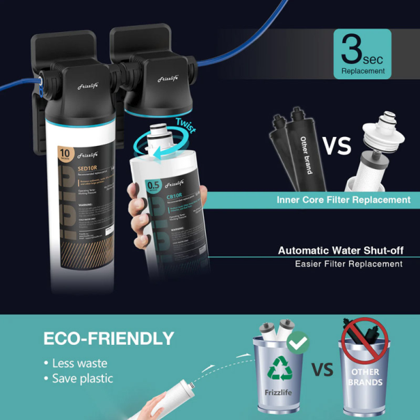 Filter za vodu FRIZZLIFE DW10F ispod sudopere + dodatna slavina - 619011