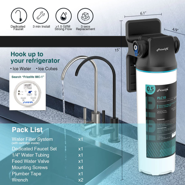 Filter za vodu FRIZZLIFE SW10F ispod sudopere + dodatnom slavinom - 619010