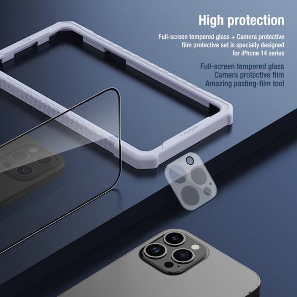 NILLKIN Folija za zaštitu ekrana 2u1 HD za iPhone 14 Pro, crna - FL10464