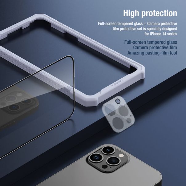 NILLKIN Folija za zaštitu ekrana 2u1 HD za iPhone 14 Pro Max, crna - FL10465