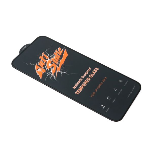 Folija za zaštitu ekrana Glass Antistatic za iPhone 15 Pro Max, crna - FL10833