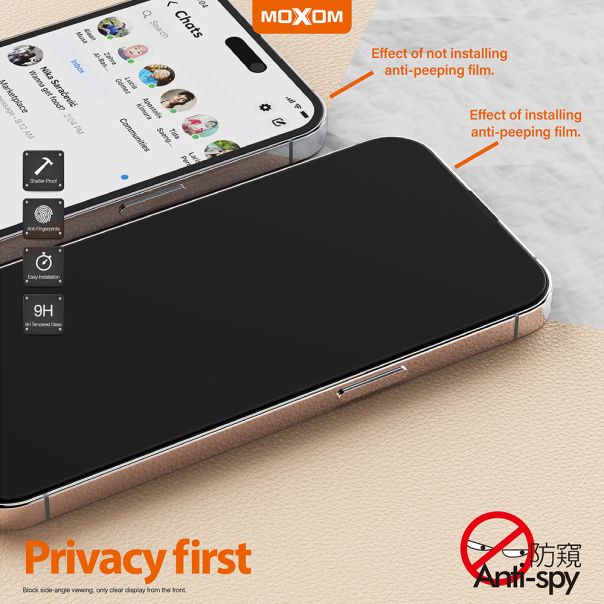 MOXOM Folija za zaštitu ekrana Glass 20D Privacy za iPhone 13 - FL11257