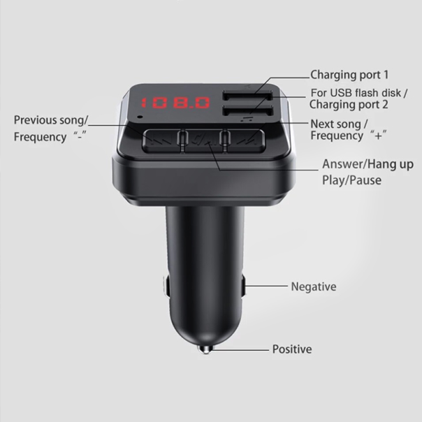 FM transmiter C6 USB Bluetooth 5.0 12-24V handsfree crni - 208200