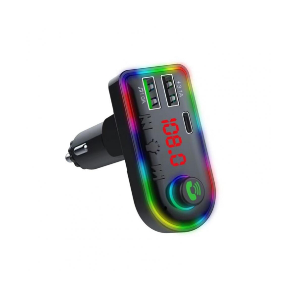 FM transmiter F8 USB, PD, TF, Bluetooth 5.0, Type C, RGB, 12-24V, handsfree crni - 201841