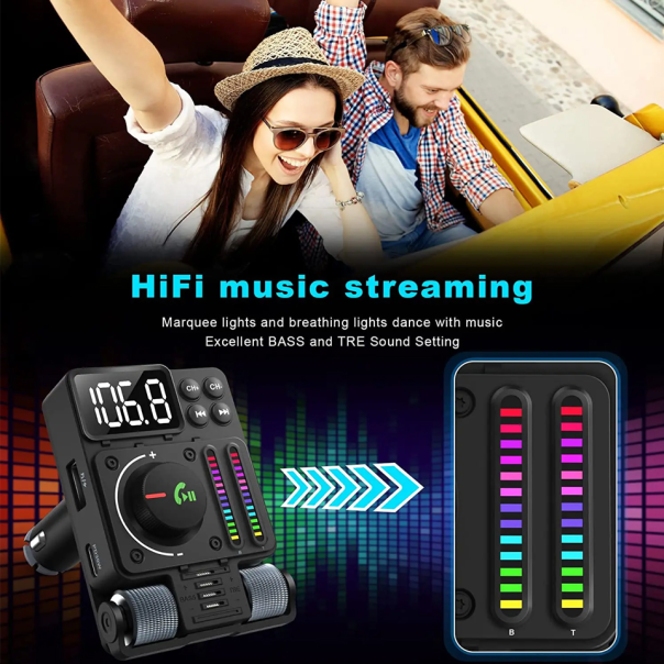 FM Transmiter MT01, Treble and Bass control, PD 30W, USB 12W, BT 5.3, RGB - 214004