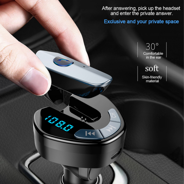 FM transmiter V8 USB TF Bluetooth 5.0 12-24V handsfree crni - 99321