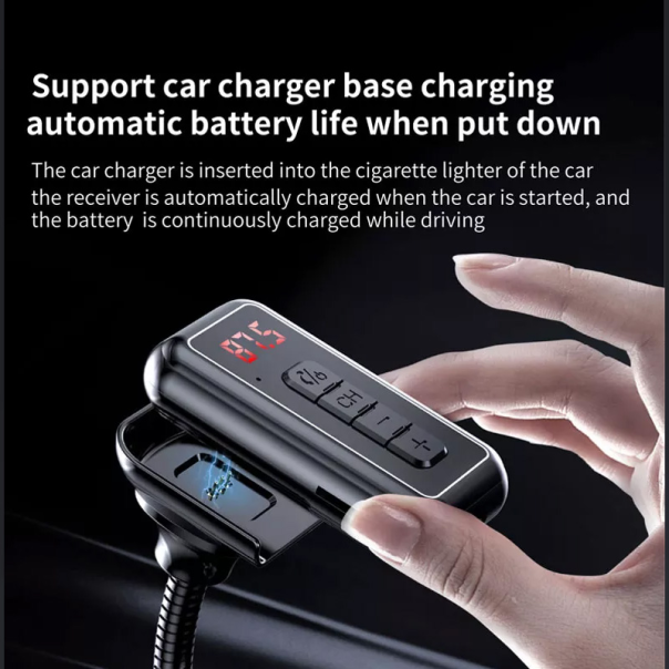 FM transmiter Y4 USB TF Bluetooth 5.0, call ID, modlularni,  handsfree crni - 201837