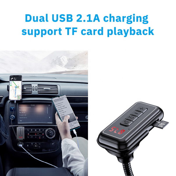 FM transmiter Y4 USB TF Bluetooth 5.0, call ID, modlularni,  handsfree crni - 201837