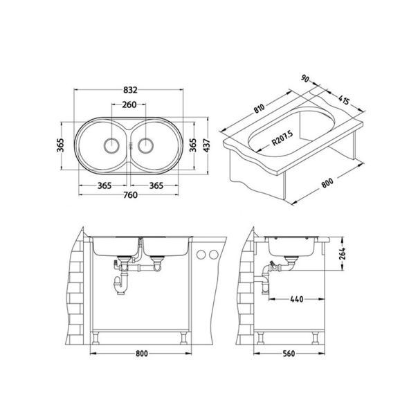 ALVEUS Sudopera Form 50 fi 90 polu sjaj - 1060002