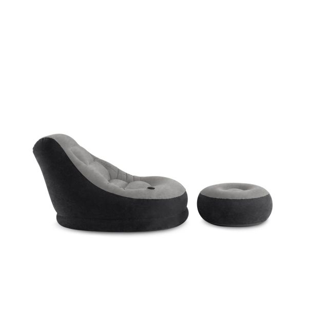 INTEX Fotelja na naduvavanje sa tabureom, siva - BOLFOTINTEX1