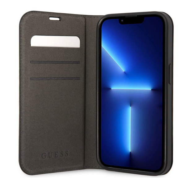 Maska za iPhone 14 na preklop Guess PC/ TPU 4G Metal Camera Outline Book crna - GUBKP14SHG4SHK