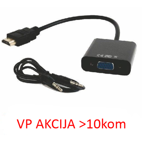 A-HDMI-VGA-06 ** Gembird  HDMI to VGA + AUDIO adapter cable, single port (alt A-HDMI-VGA-03, 439) - EP3235573