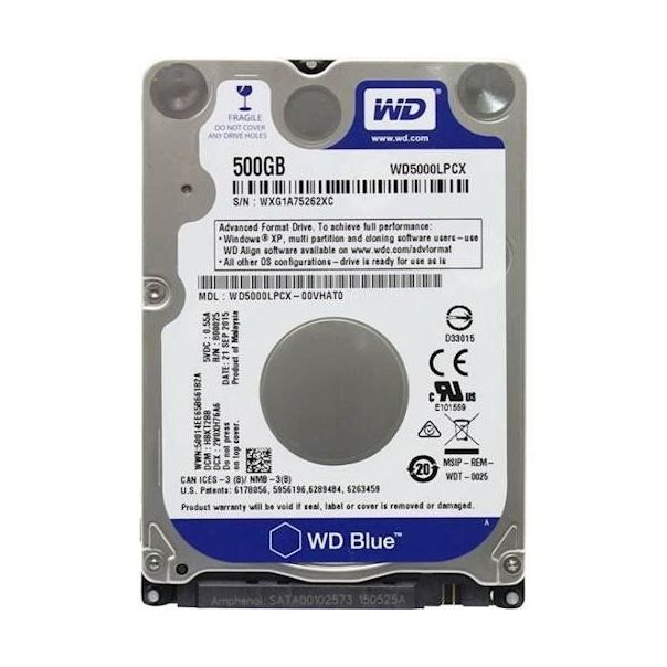 HDD 2.5 * 500GB WD5000LPCX WD BLUE 5400RPM 16MB SATA3 7mm - EP3226046