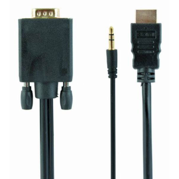 A-HDMI-VGA-03-6 Gembird HDMI to VGA and audio adapter cable, single port, 1,8m, black - EP3228596