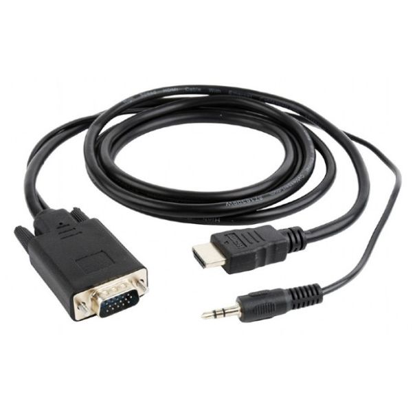 A-HDMI-VGA-03-6 Gembird HDMI to VGA and audio adapter cable, single port, 1,8m, black - EP3228596