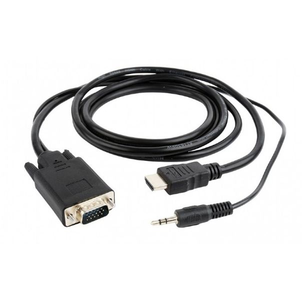 A-HDMI-VGA-03-6 Gembird HDMI to VGA and audio adapter cable, single port, 1,8m, black - EP3228596
