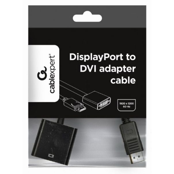 A-DPM-DVIF-002 Gembird DisplayPort to DVI adapter cable, black - EP3223610