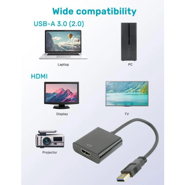 A-USB3-HDMI-02 Gembird USB 3.0 to HDMI display adapter, black - EP3225148
