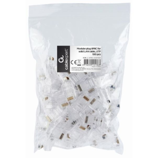 GEMBIRD LC-8P8C-001/100 Modular plug 8P8C CAT5 gold plated, 100 u pakovanju - 19927
